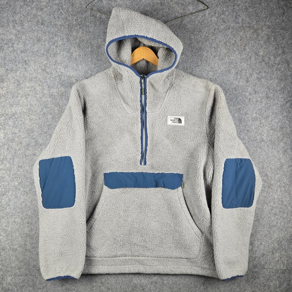 The North Face Campshire Anorak Hoodie Mens XL Beige Sherpa Fleece Jacket